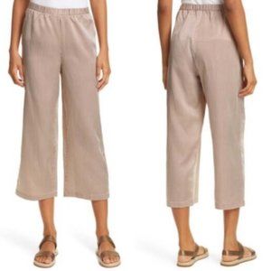 Eileen Fisher Stripe Silk Cotton Crop Pants Brown/White size XL
